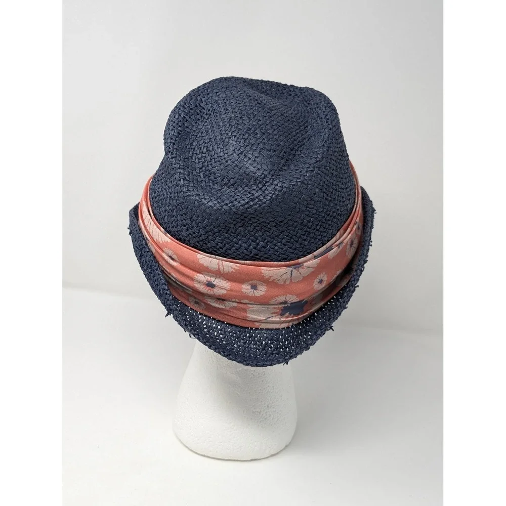 Life is Good Paper Straw Fedora Hat Floral Scarf Band Sun‎ Hat Summer Coastal